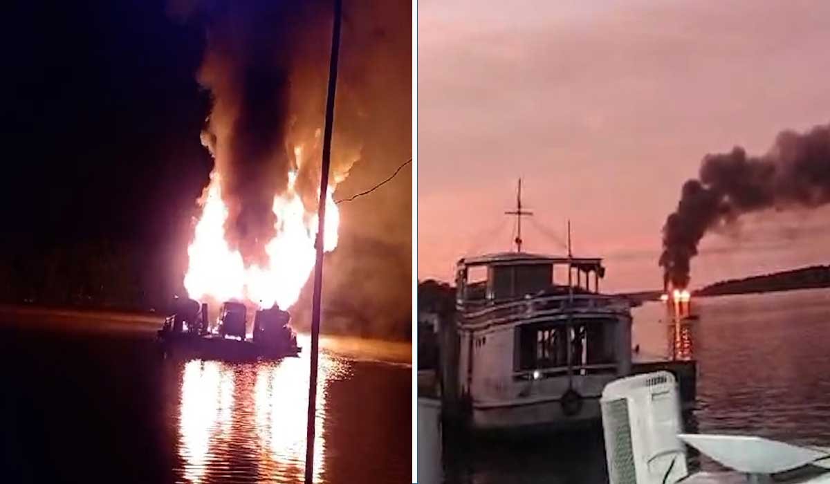 Tripulação se joga em rio após balsa carregada de combustível pegar fogo; uma pessoa morreu