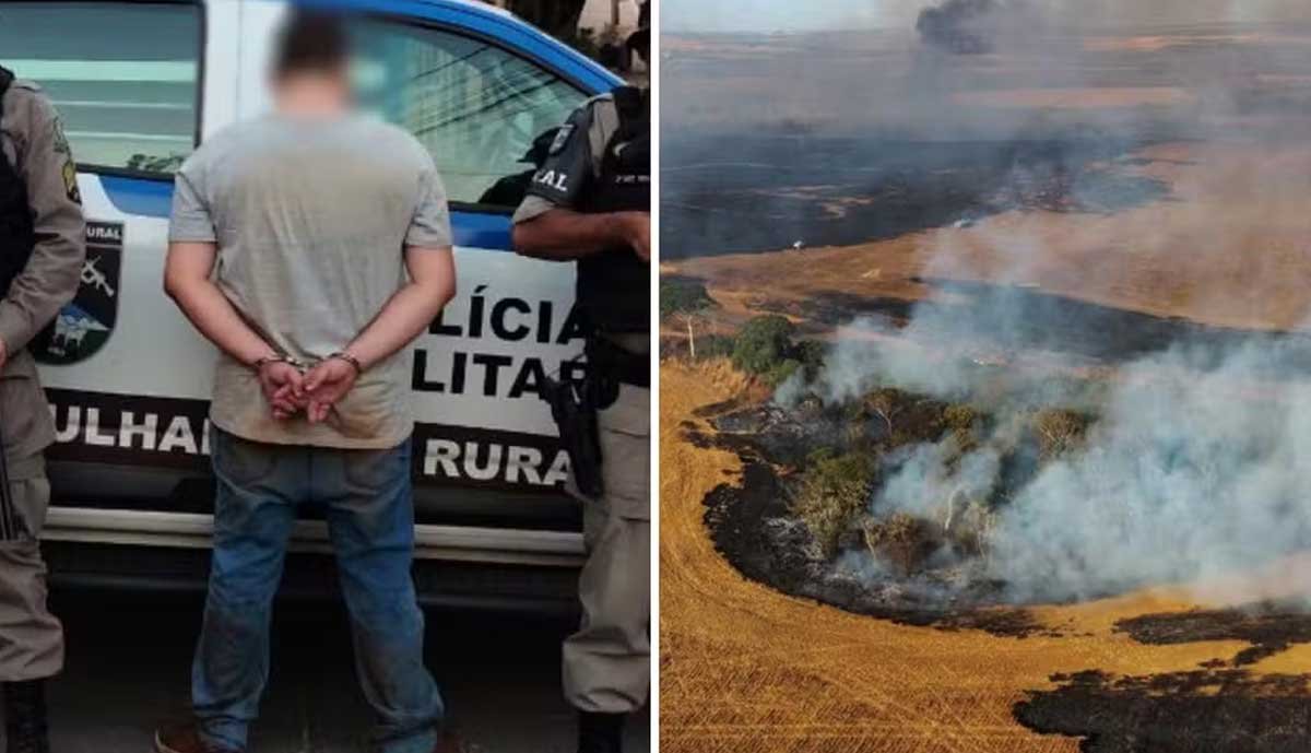 Homem é preso por causar incêndio que destruiu cerca de 700 hectares de fazendas em Goiás