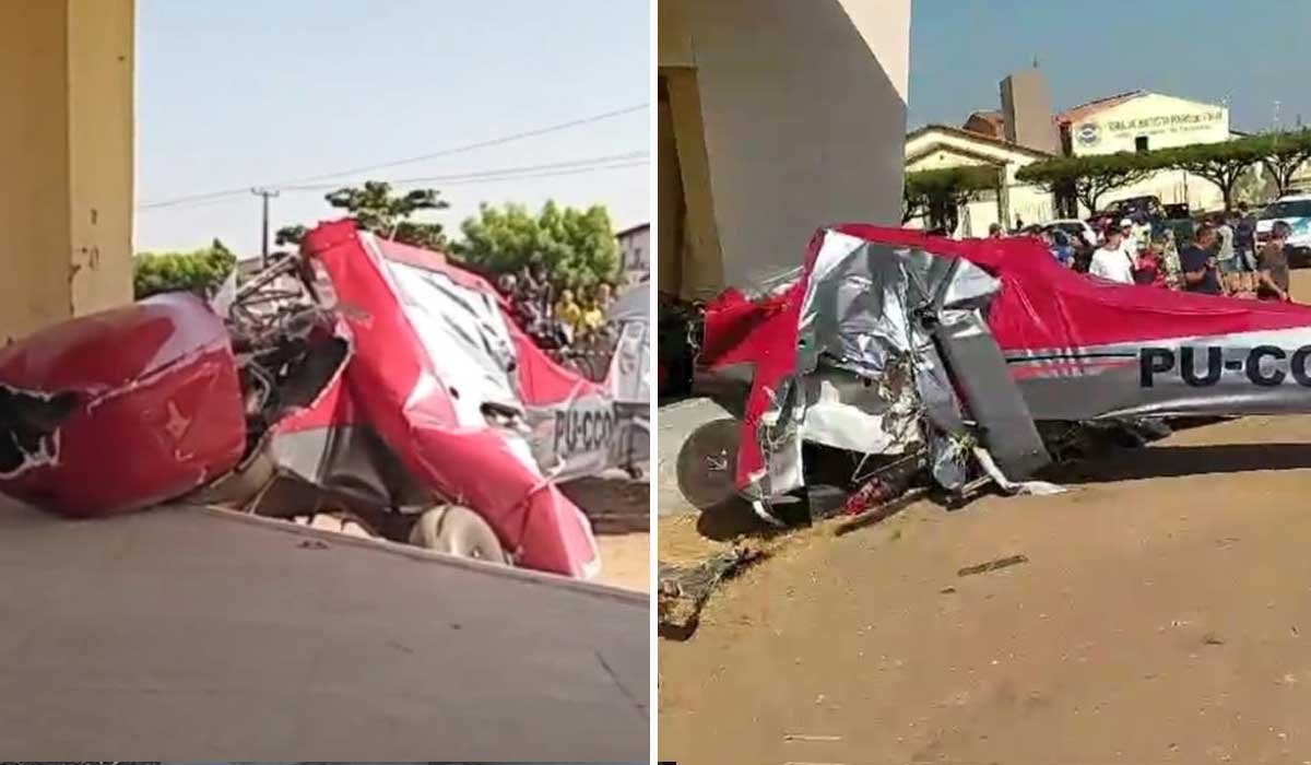 Avião atinge van e moto antes de cair e deixa dois gravemente feridos no Piauí; Vídeo