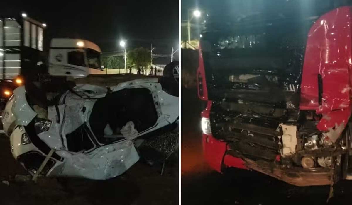 Acidente envolvendo duas carretas e dois carros mata casal e deixa cinco feridos na BR-050