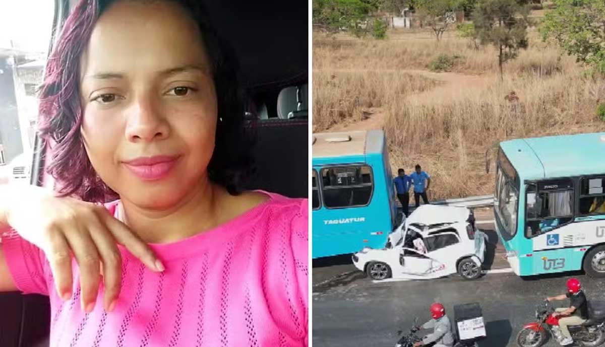 Professora sai ilesa após ter carro prensado por dois ônibus em rodovia de Goiás
