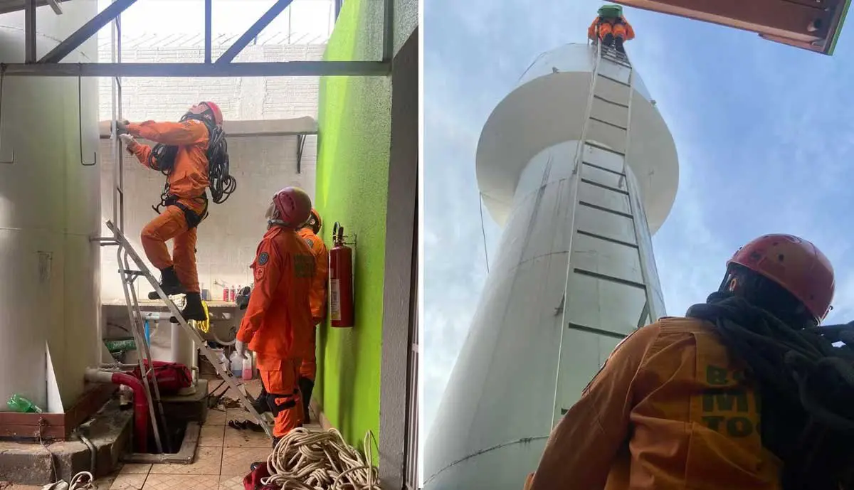Trabalhador é resgatado pelos bombeiros após desmaiar enquanto limpava caixa d'água - Sou Mais Notícias