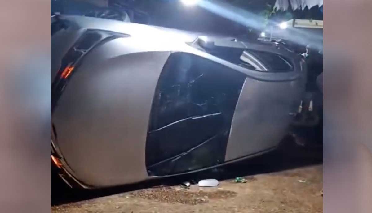 Vídeo: Motorista com mulher no capô invade festejo e atropela outra mulher; ambas ficaram feridas