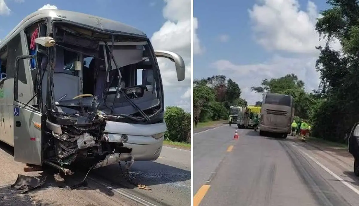 Pelo menos duas pessoas ficam feridas após colisão entre ônibus e carreta na BR-153 - Sou Mais Notícias