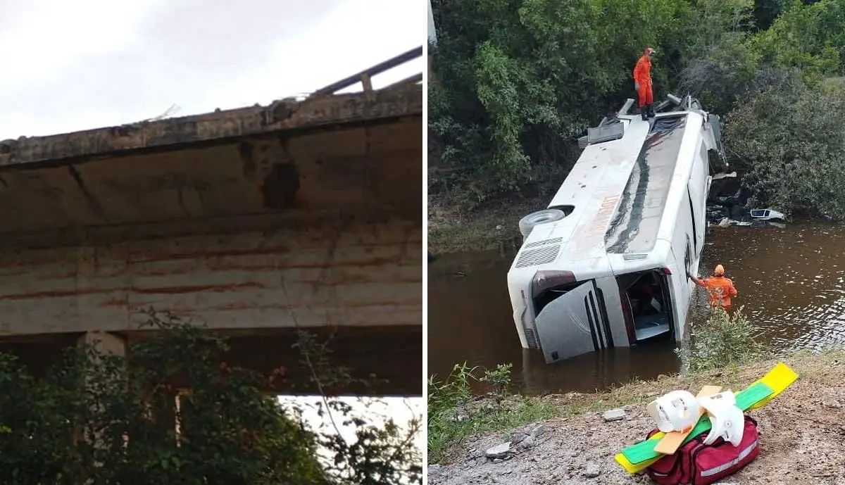 Três pessoas morrem e outras duas ficam feridas após ônibus cai de ponte na BR-153 - Sou Mais Notícias