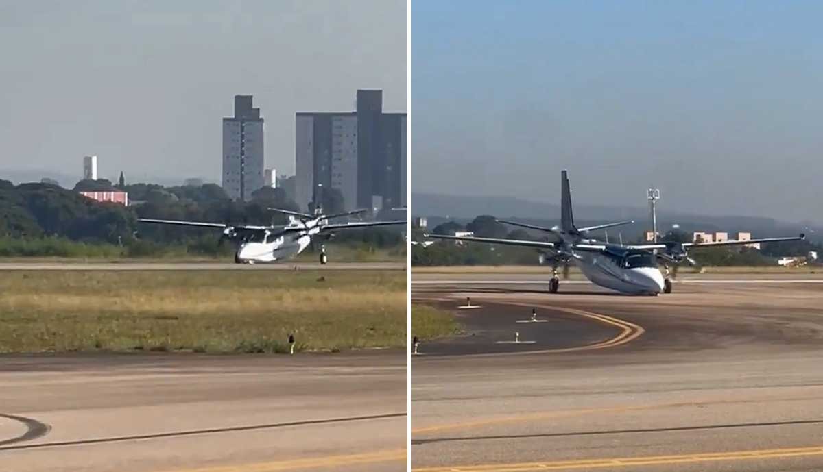 Avião faz pouso de 'barriga' em aeroporto no interior de SP; Vídeo - Sou Mais Notícias