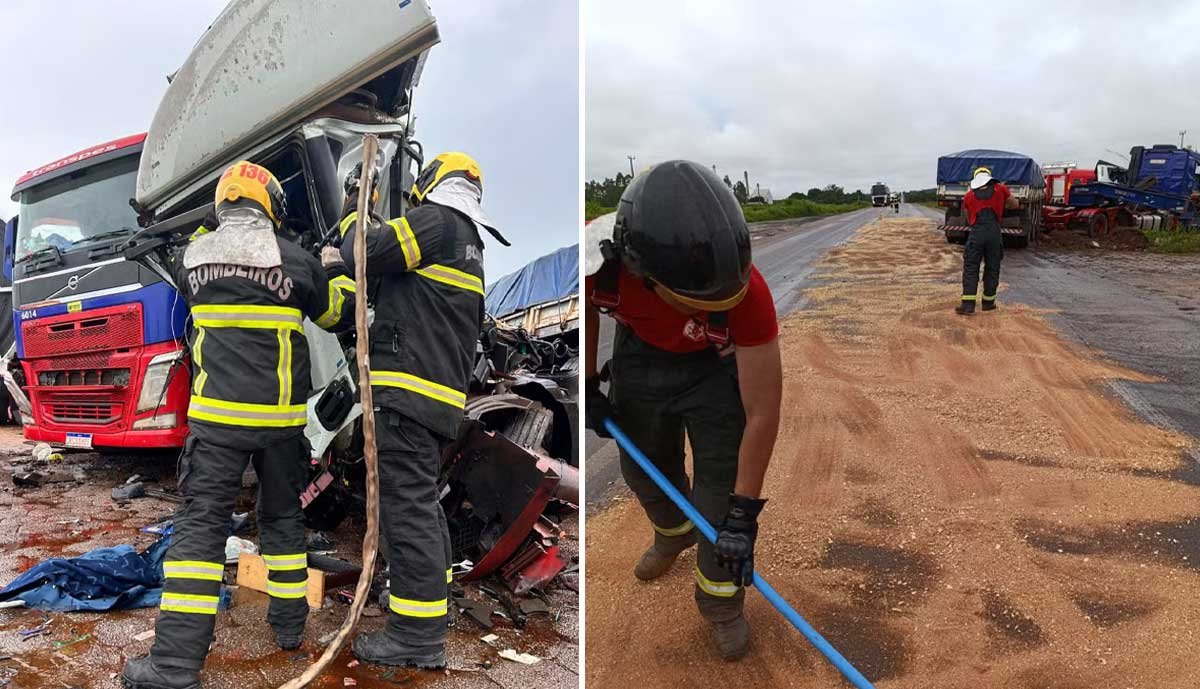 Motorista é resgatado após cabine de carreta ser esmagada em acidente na BR-153 - Sou Mais Notícias
