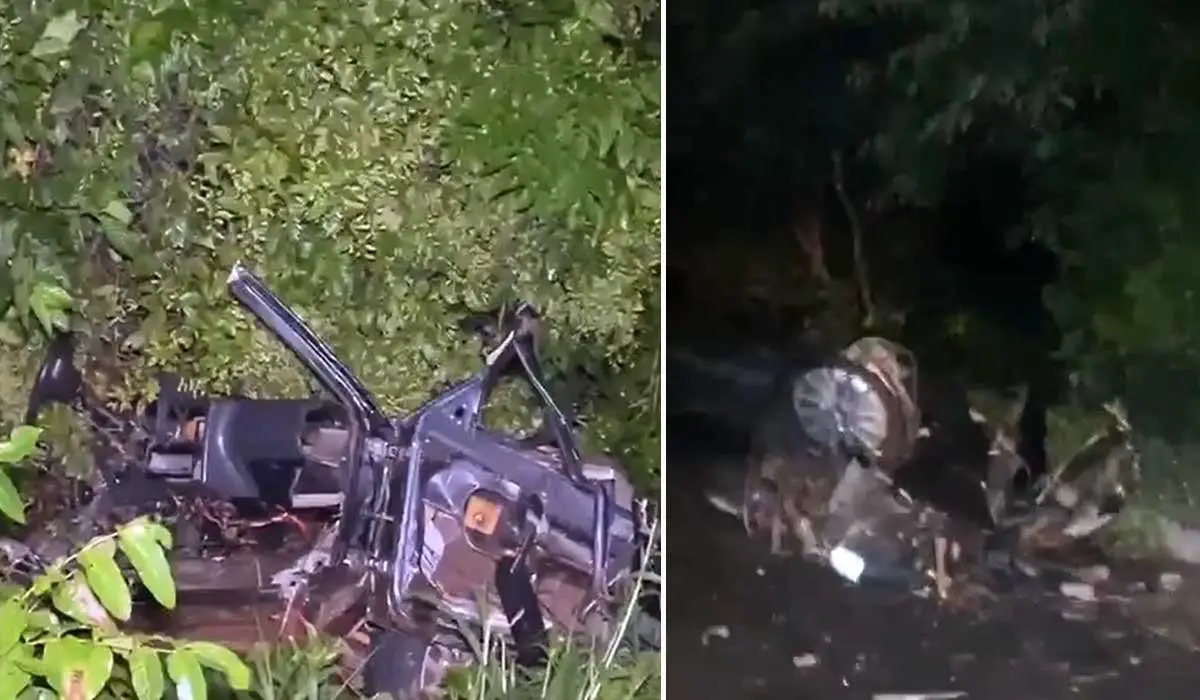 Jovem morre após carro partir ao meio em colisão envolvendo caminhonete e caminhão na BR-153