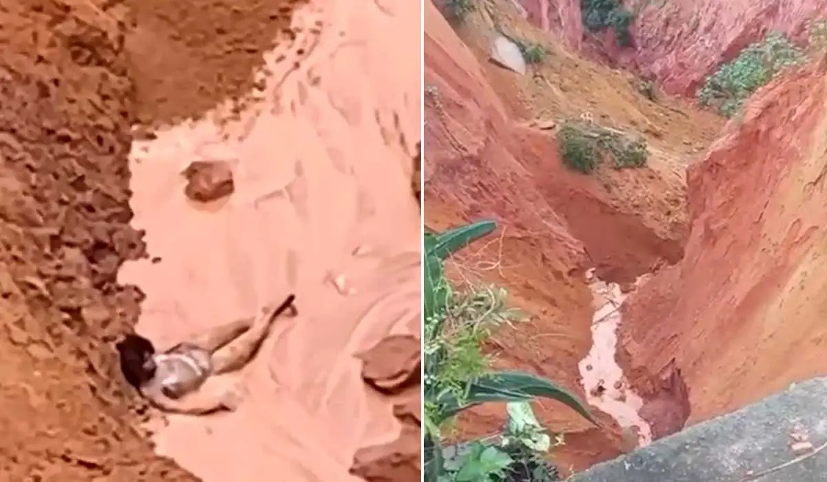 Vídeo: Jovem cai em voçoroca de 80 metros de profundidade em cidade do Maranhão
