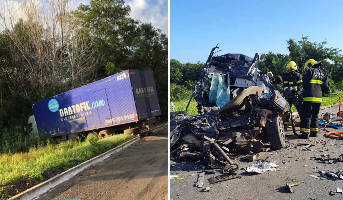 Motorista morre após carro que ele conduzia bater de frente com caminhão na BR-153
