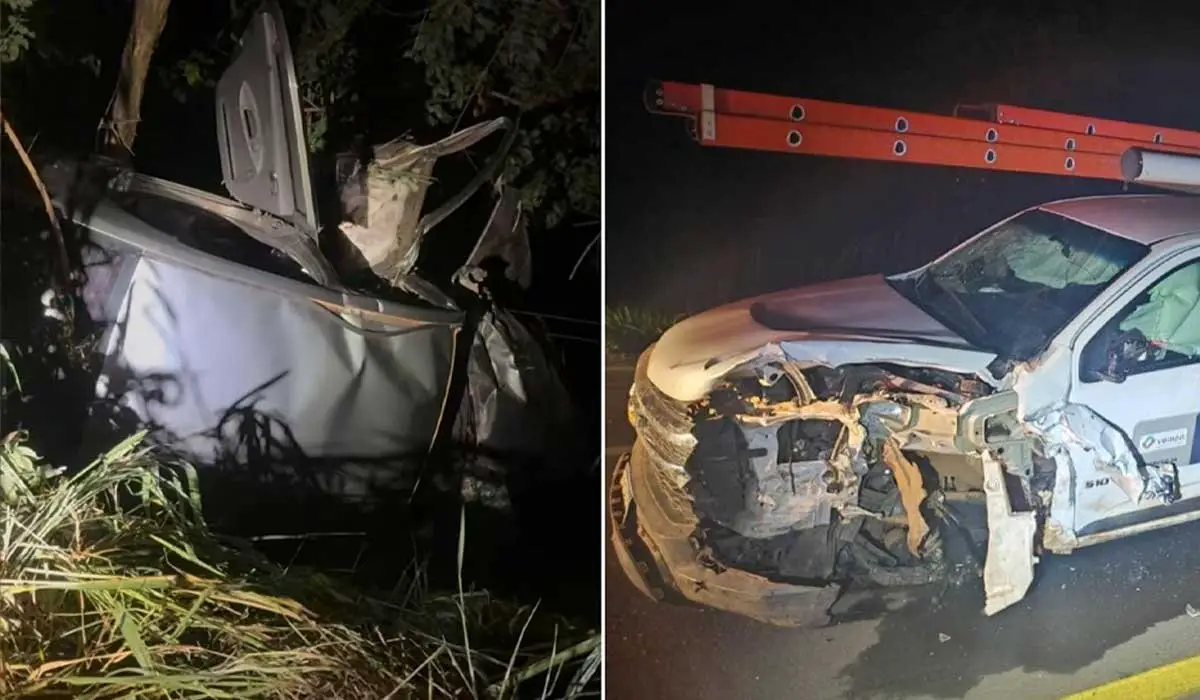 Motorista e passageiro morrem em acidente envolvendo carro, caminhonete e moto na GO-060