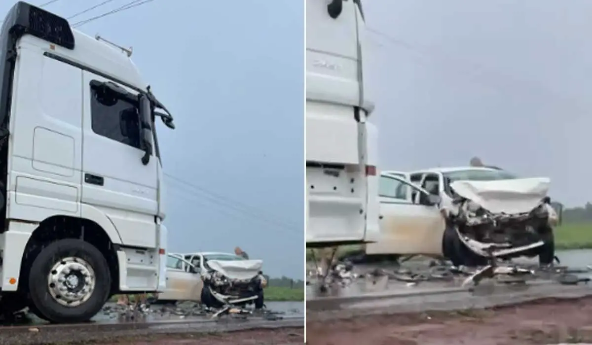 Batida entre caminhão e carro com servidores do Ruraltins mata idosa e deixa feridos na TO-080